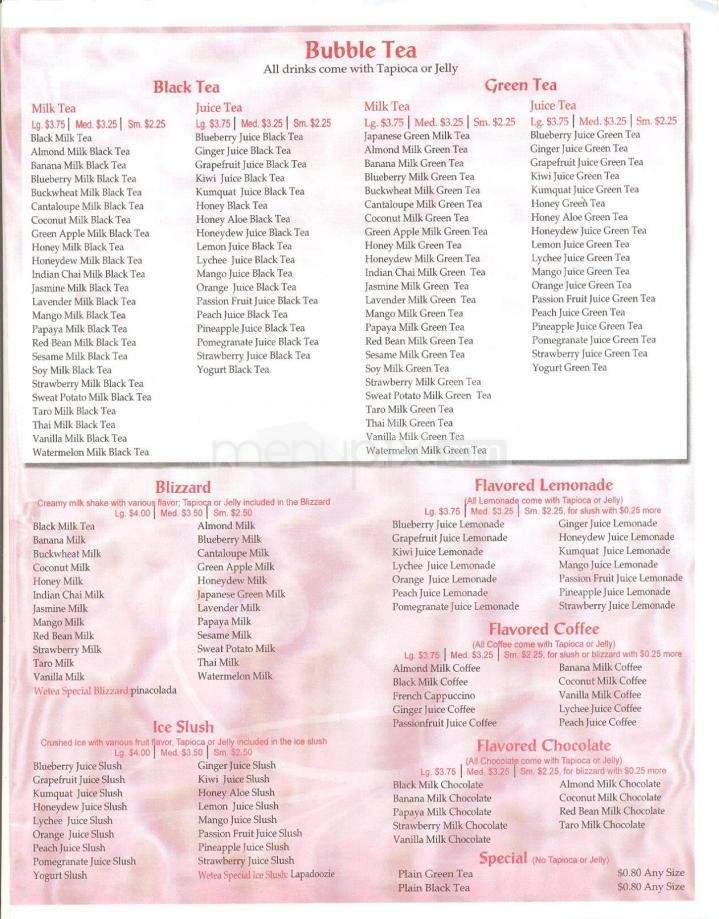 We Tea Bubble Tea and Japanese Cuisine - Vestal, NY menu_pic