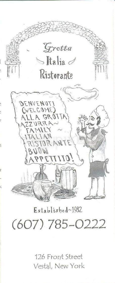 Grotta Italia Ristorante - Vestal, NY menu_pic