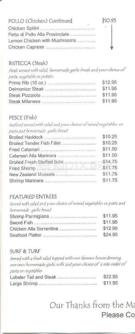 Grotta Italia Ristorante - Vestal, NY menu_pic