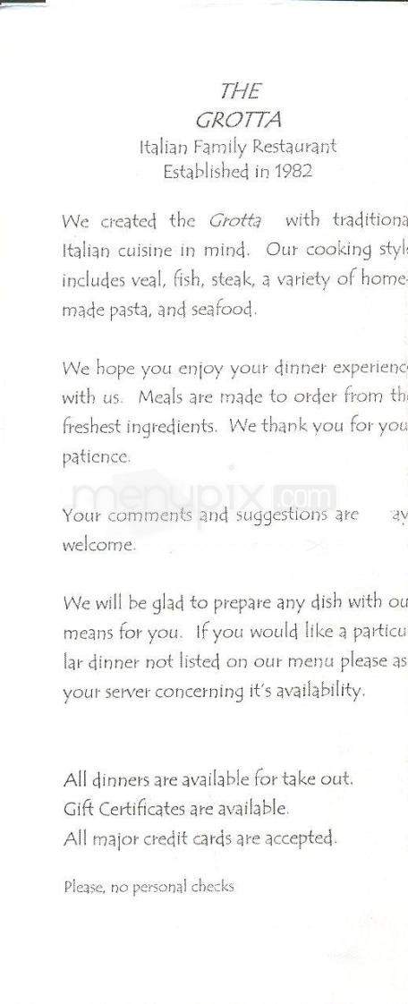 Grotta Italia Ristorante - Vestal, NY menu_pic
