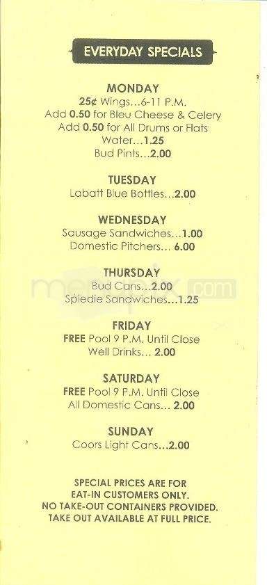 Dan Dee Bar & Grill - Binghamton, NY menu_pic