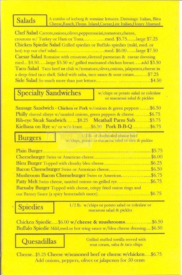 Barnaby's Pub - Endwell, NY menu_pic