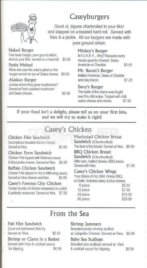 Casey's Restaurant and Bar - Binghamton, NY menu_pic