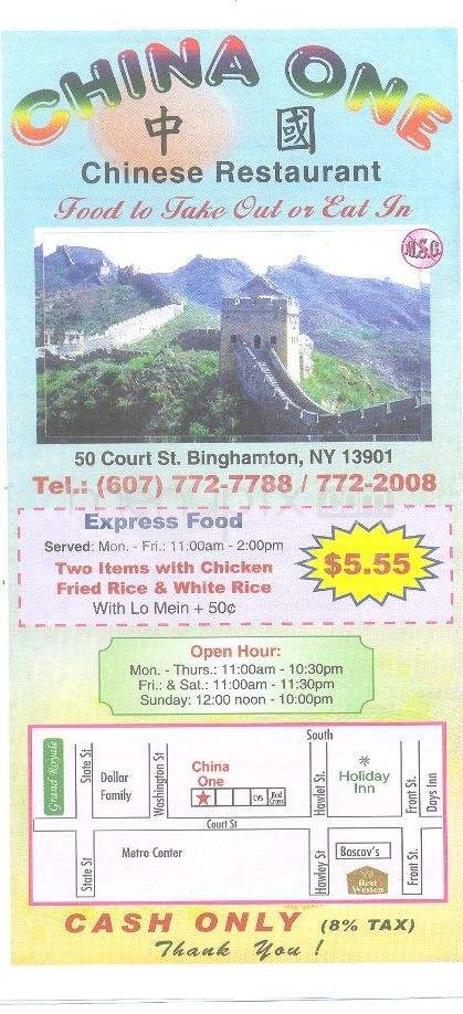 China One - Binghamton, NY menu_pic