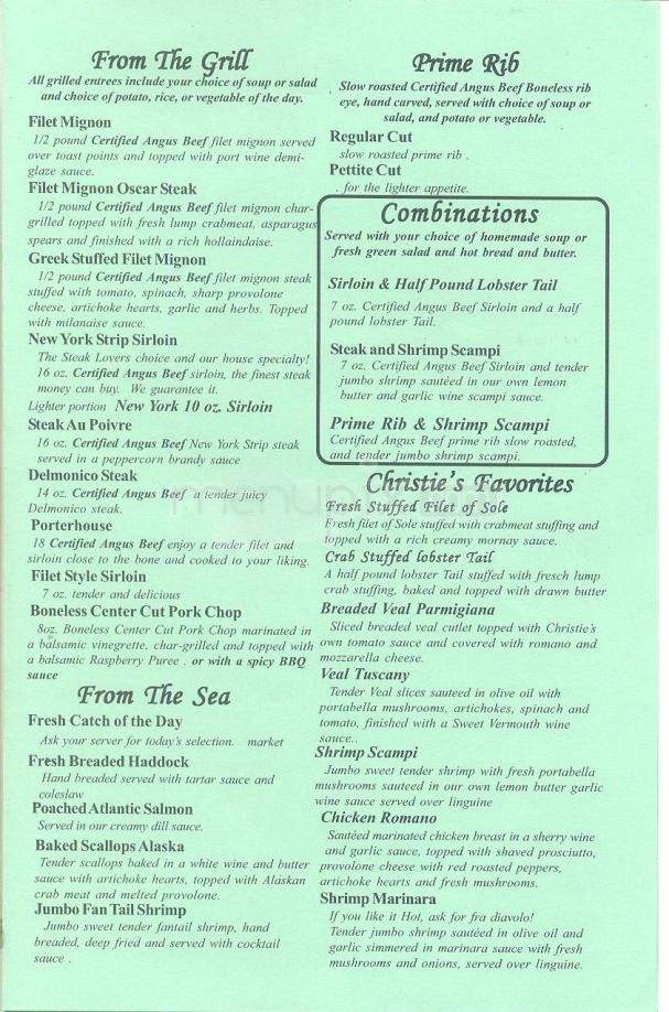 Christie's Grill - Johnson City, NY menu_pic