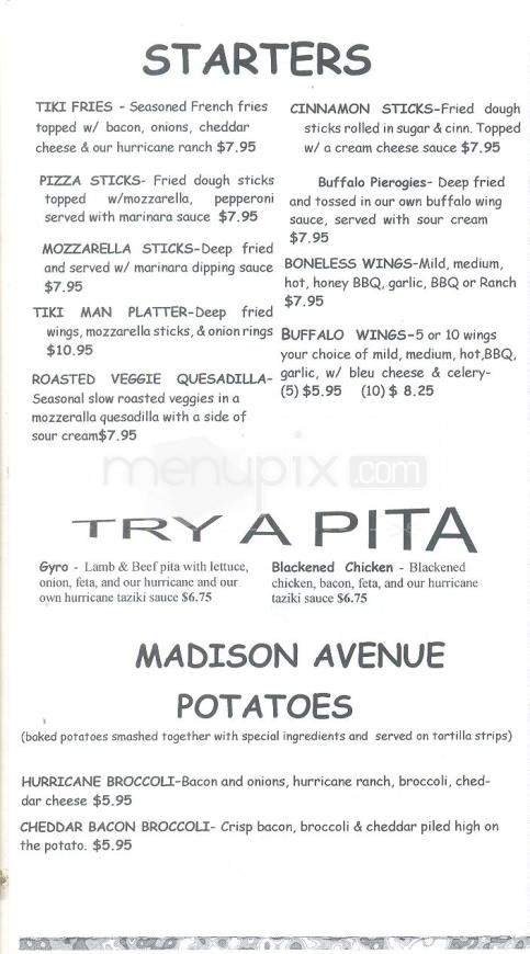 Hurricane Rylie's Cafe - Endicott, NY menu_pic