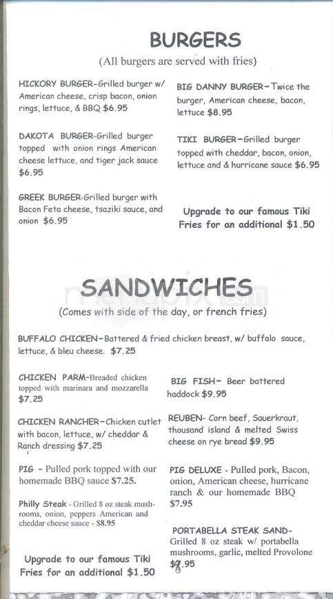 Hurricane Rylie's Cafe - Endicott, NY menu_pic