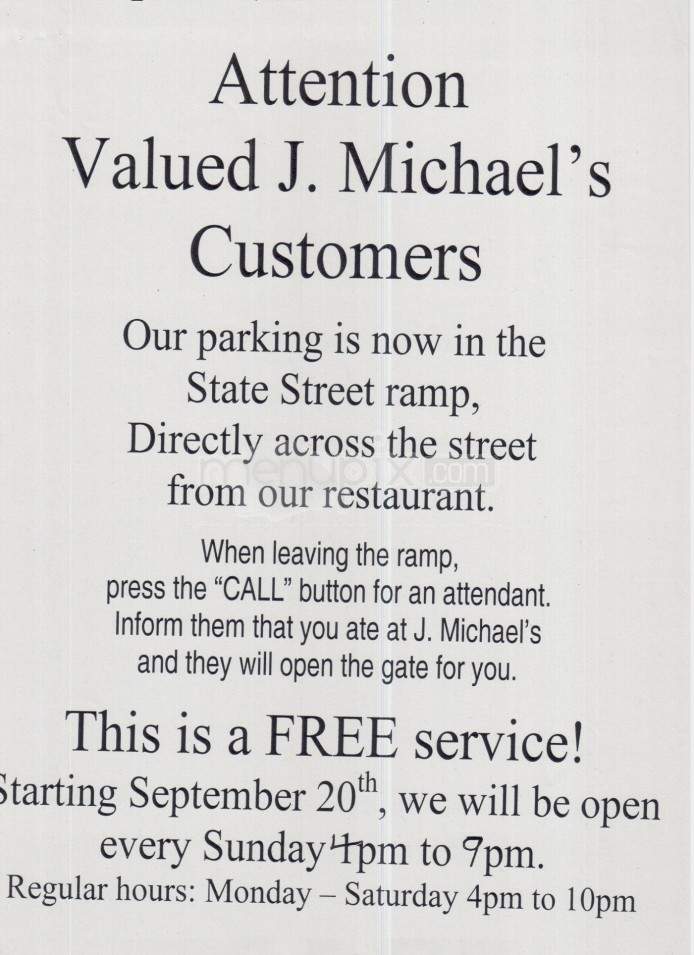 J Michael's Restaurant & Lounge - Binghamton, NY menu_pic