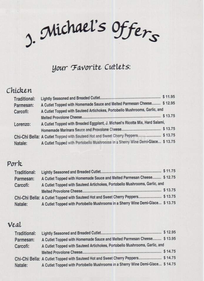 J Michael's Restaurant & Lounge - Binghamton, NY menu_pic