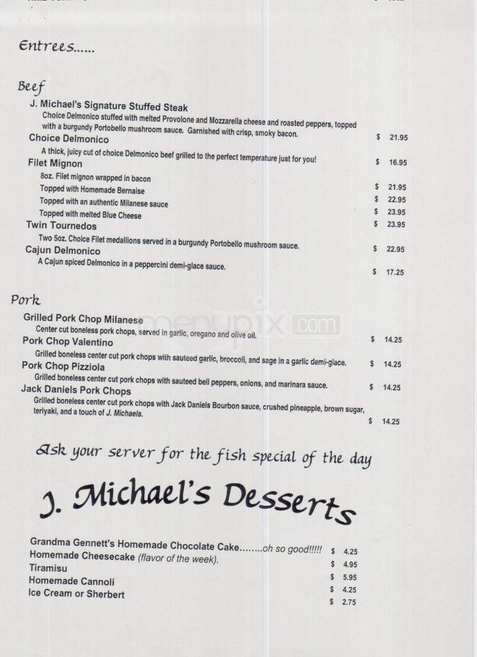 J Michael's Restaurant & Lounge - Binghamton, NY menu_pic