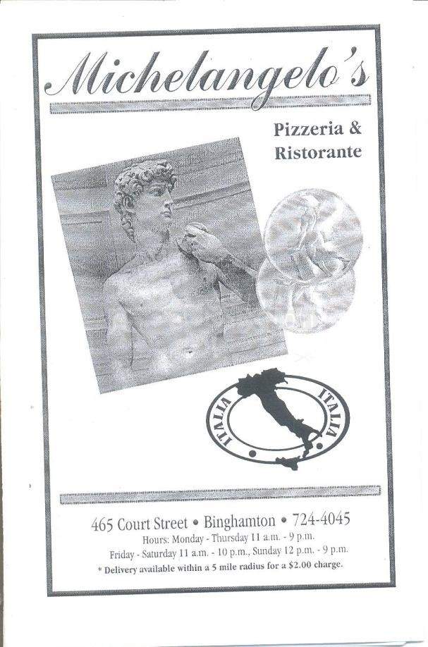 Michelangelo's Pizzeria & Restaurant - Binghamton, NY menu_pic