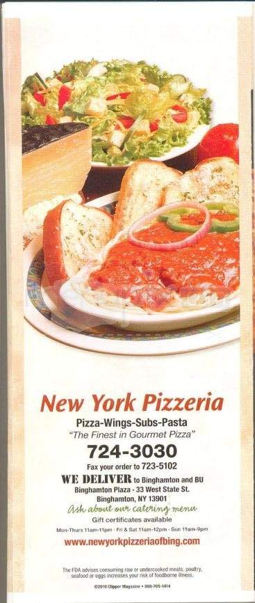 New York Pizzeria - Binghamton, NY menu_pic