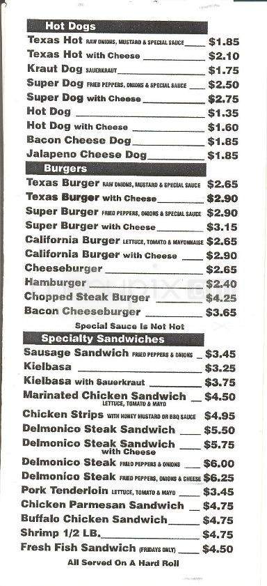 Tom's Famous Texas Hots - Binghamton, NY menu_pic