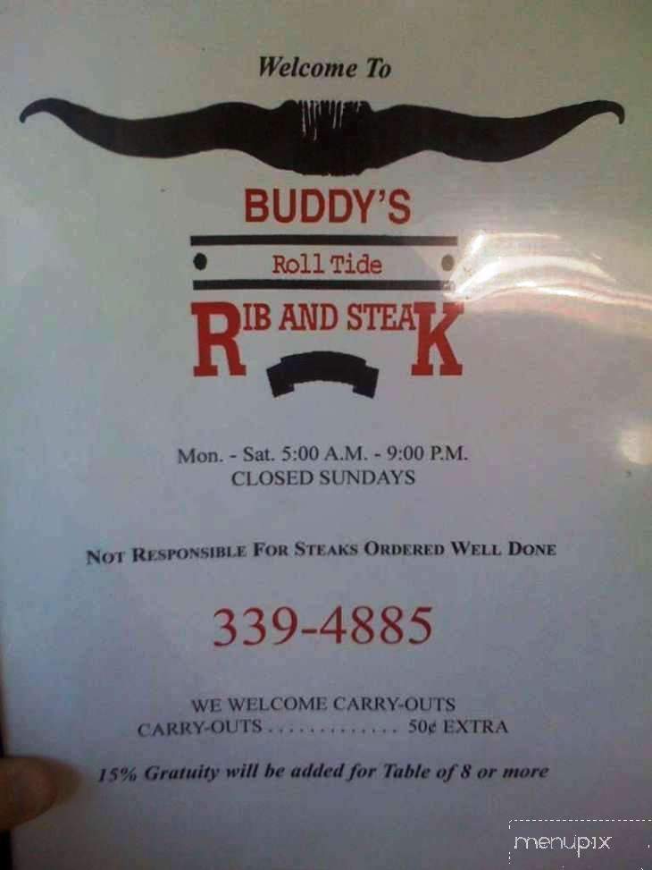 Buddy's Rib & Steak - Northport, AL menu_pic