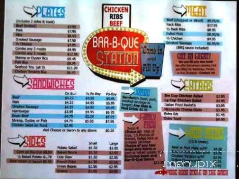 Menu of Bar B Que Station in Independence LA 70443