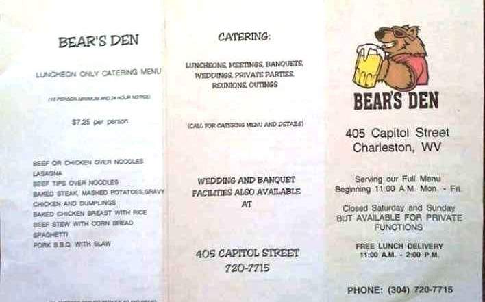 Bear's Den - Charleston, WV menu_pic