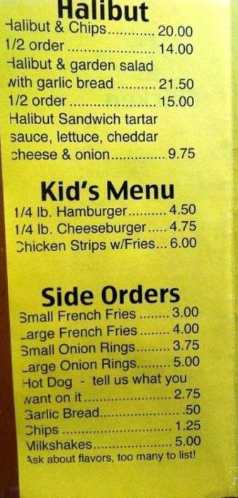 Burger Queen - Ketchikan, AK menu_pic