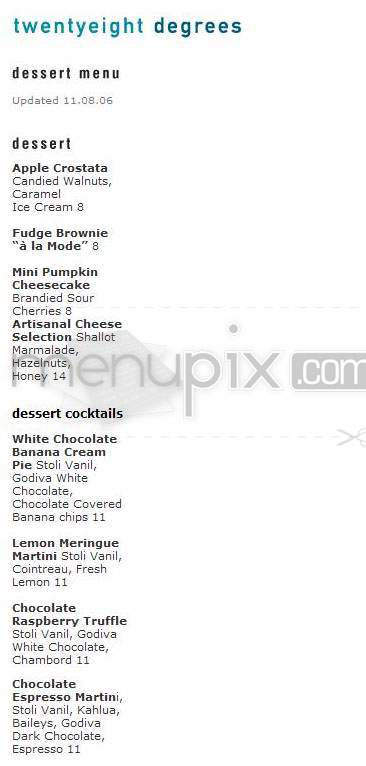 28 Degrees - Boston, MA menu_pic