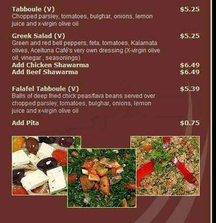 Aceituna Cafe - Cambridge, MA menu_pic