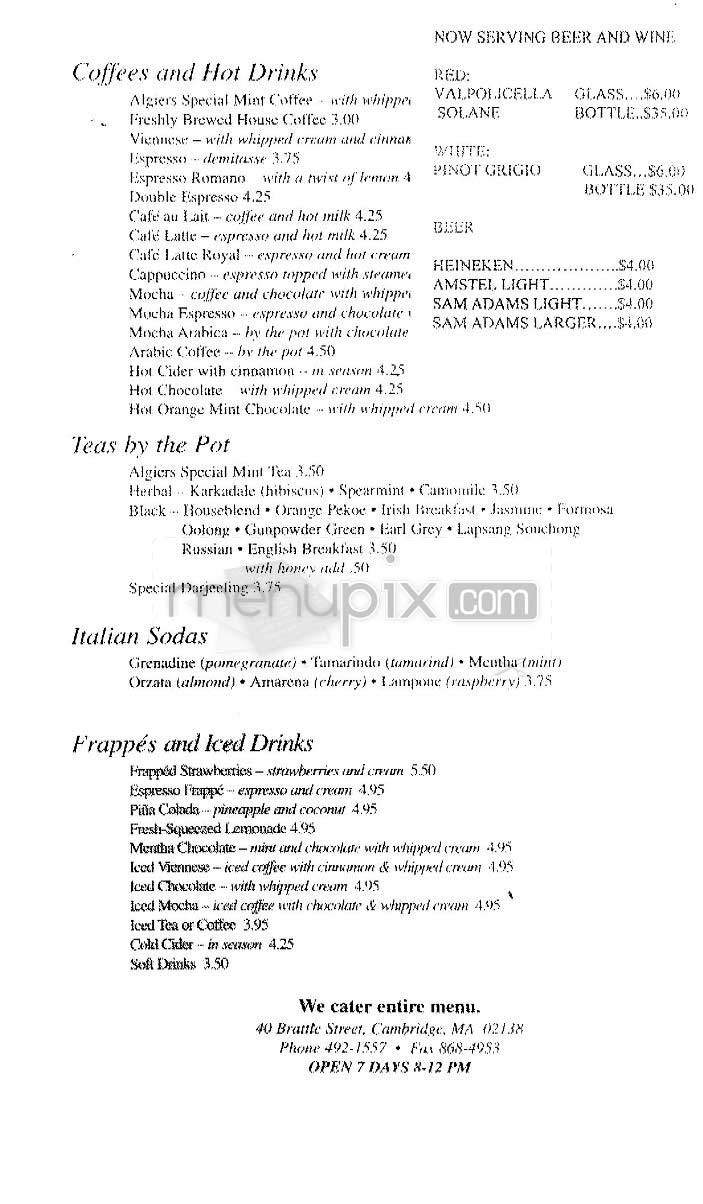 Algiers Coffee House - Cambridge, MA menu_pic