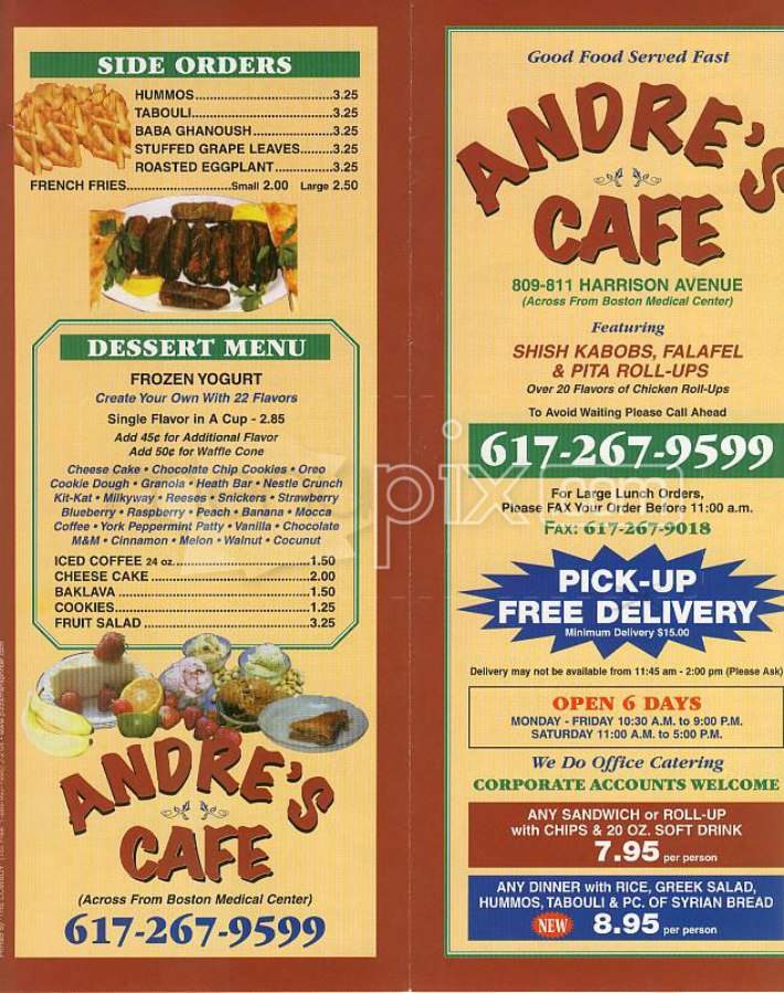 Andre's Cafe - Boston, MA menu_pic