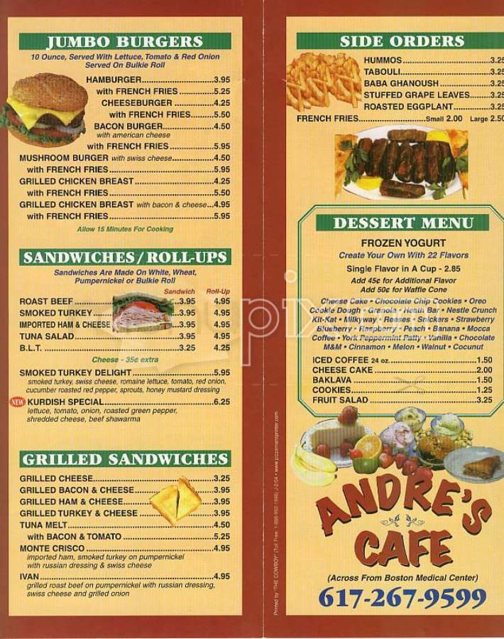 Andre's Cafe - Boston, MA menu_pic