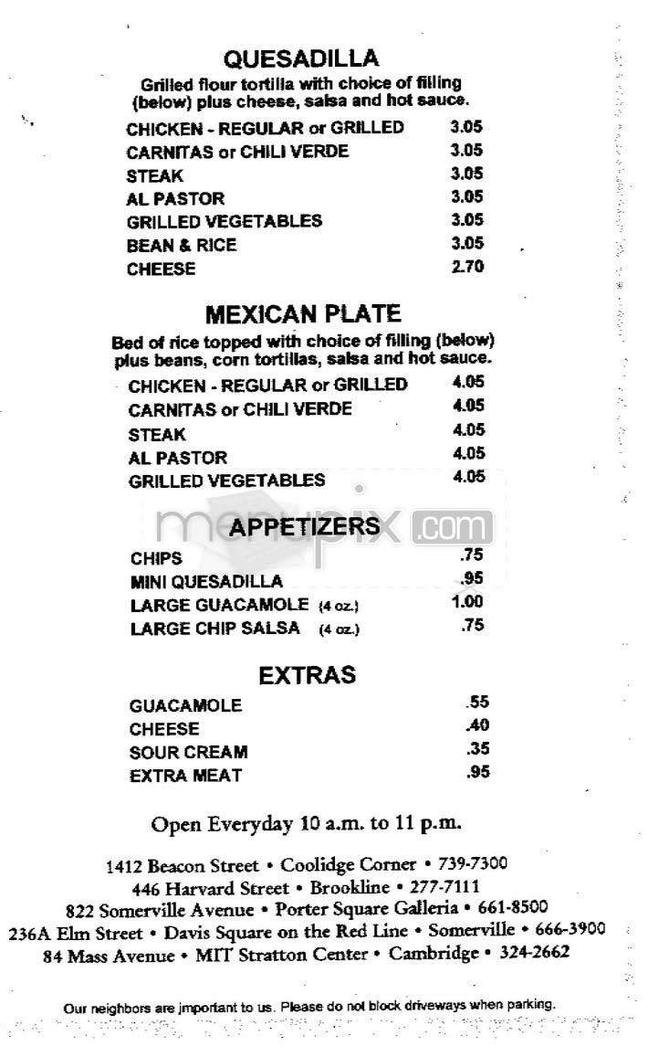 Anna's Taqueria - Cambridge, MA menu_pic
