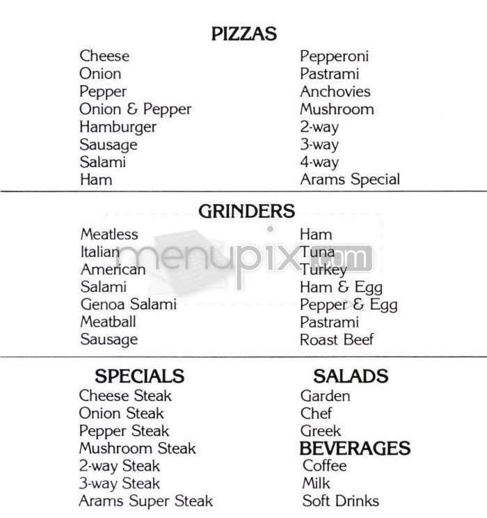 Aram's No 1 Pizza - Cambridge, MA menu_pic