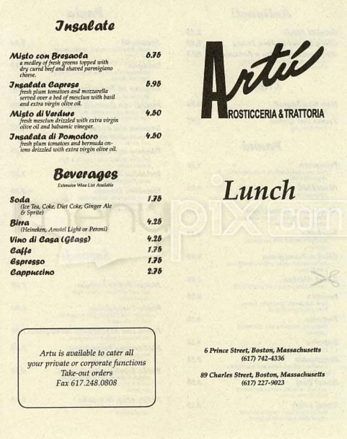 Artu - Boston, MA menu_pic