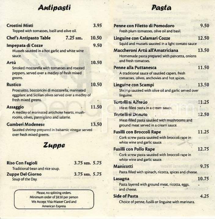 Artu - Boston, MA menu_pic