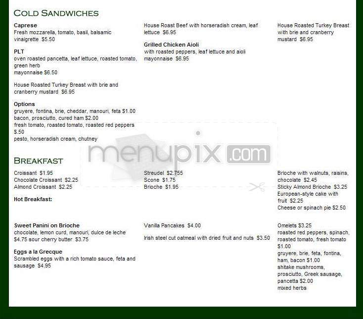 Athan's European Bakery - Brookline, MA menu_pic