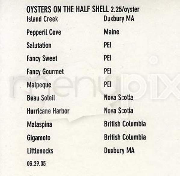 B & G Oysters - Boston, MA menu_pic