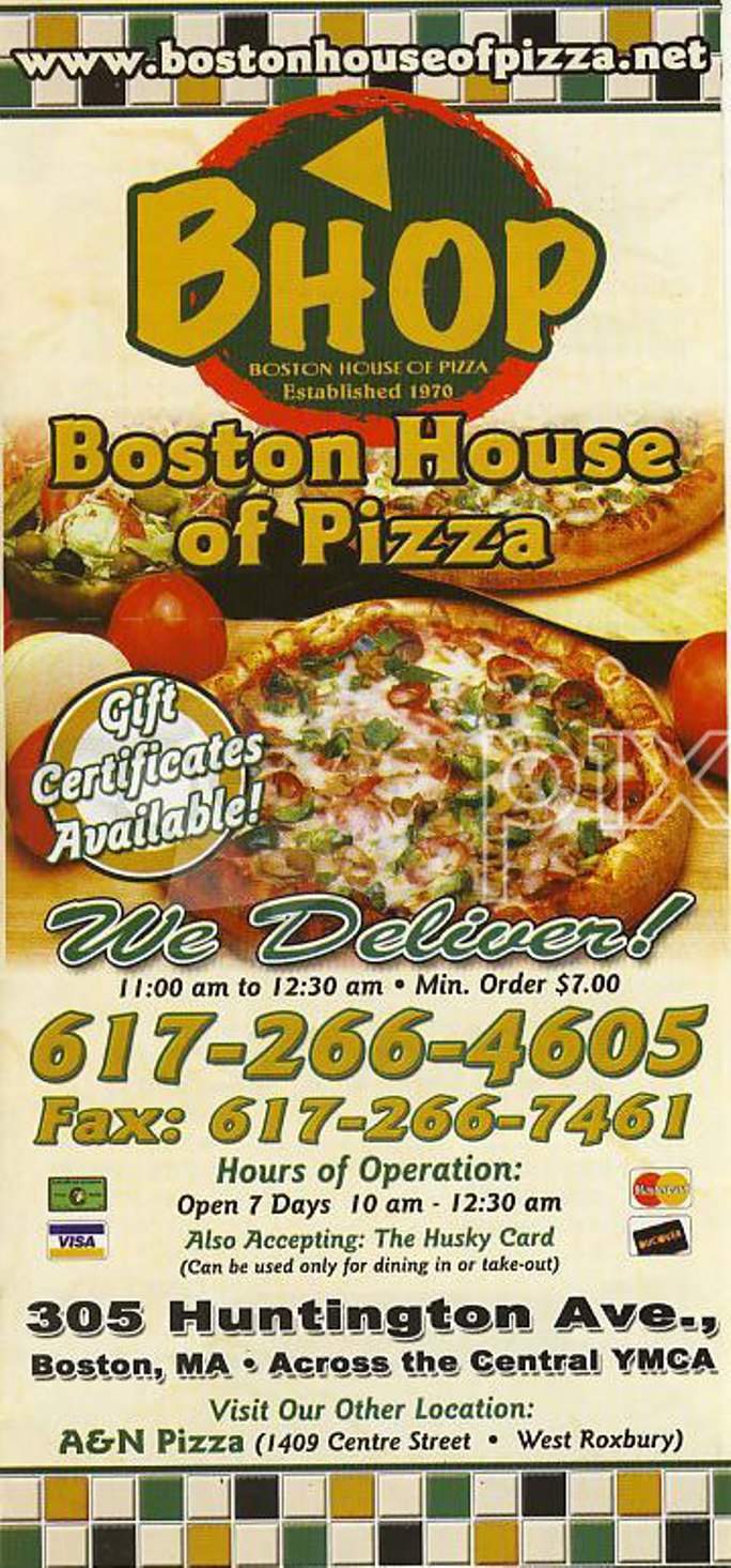 Boston House of Pizza - Boston, MA menu_pic