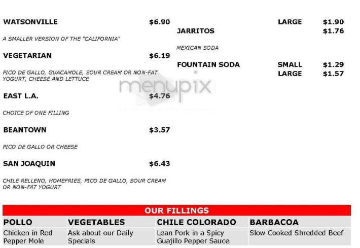 Baja Betty's Burritos - Brookline, MA menu_pic