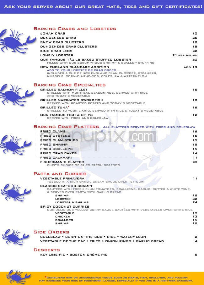 Barking Crab - Boston, MA menu_pic