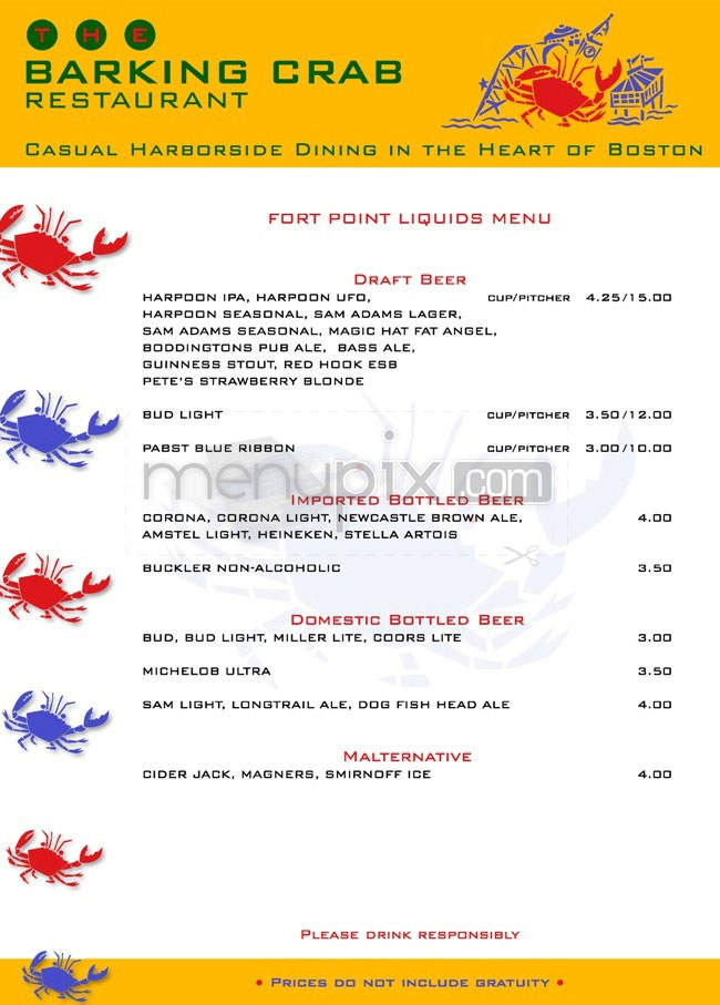 Barking Crab - Boston, MA menu_pic