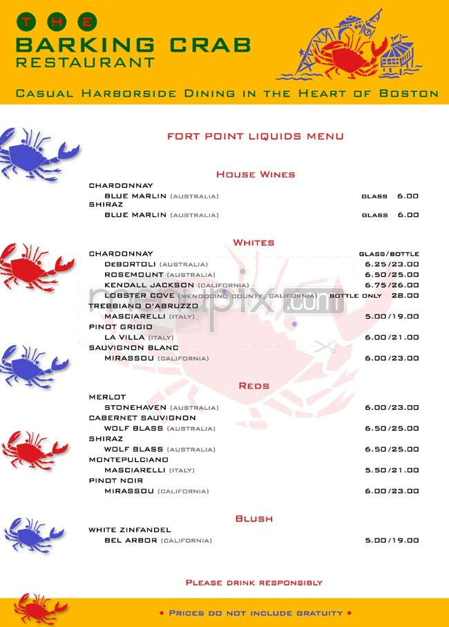Barking Crab - Boston, MA menu_pic
