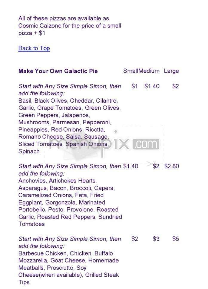 Bella Luna - Monticello, AR menu_pic