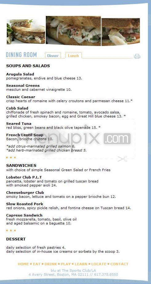 Blu - Boston, MA menu_pic