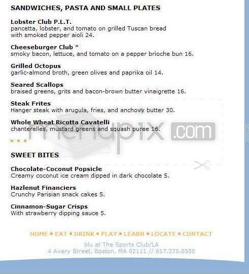 Blu - Boston, MA menu_pic