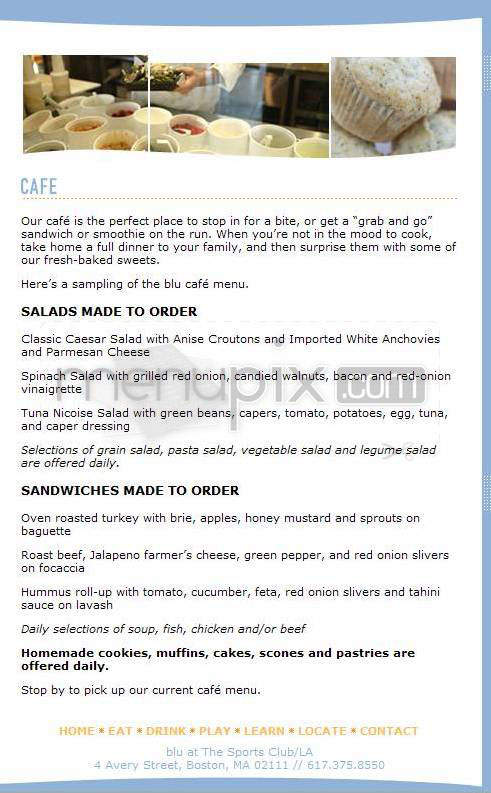 Blu - Boston, MA menu_pic