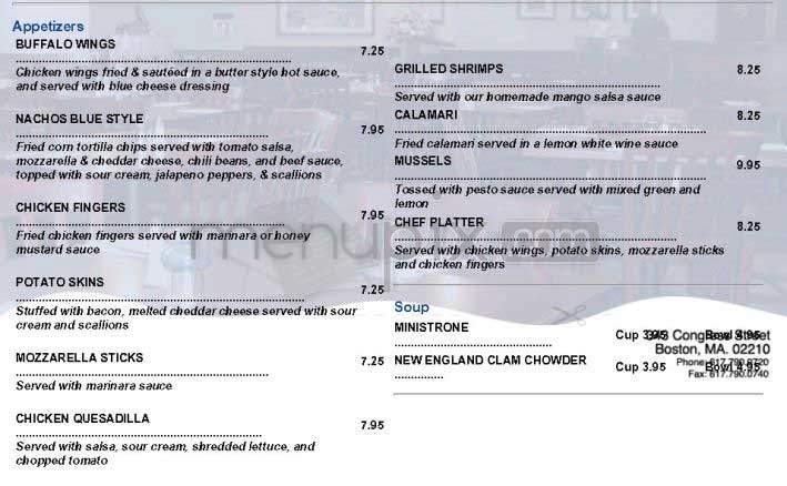 Blue Wave - Boston, MA menu_pic