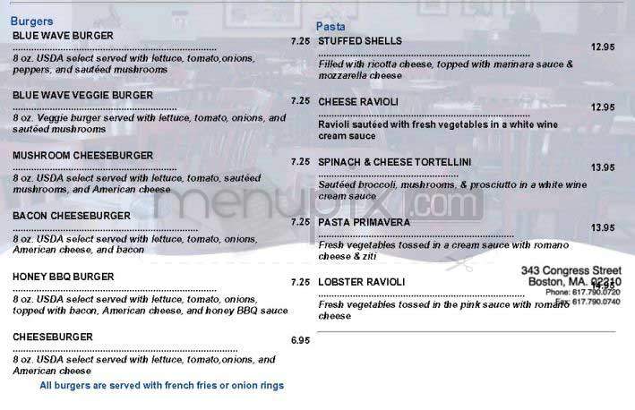 Blue Wave - Boston, MA menu_pic