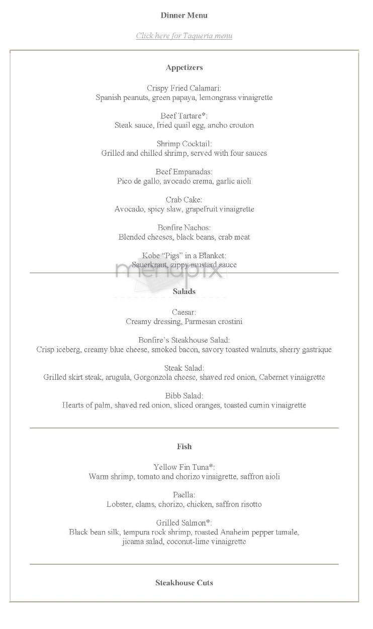 Bonfire - Hermitage, TN menu_pic