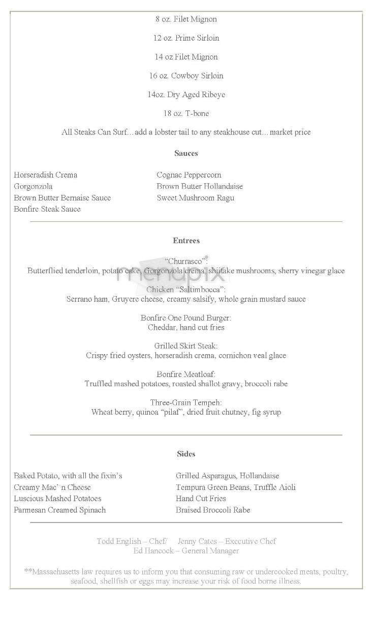 Bonfire - Hermitage, TN menu_pic