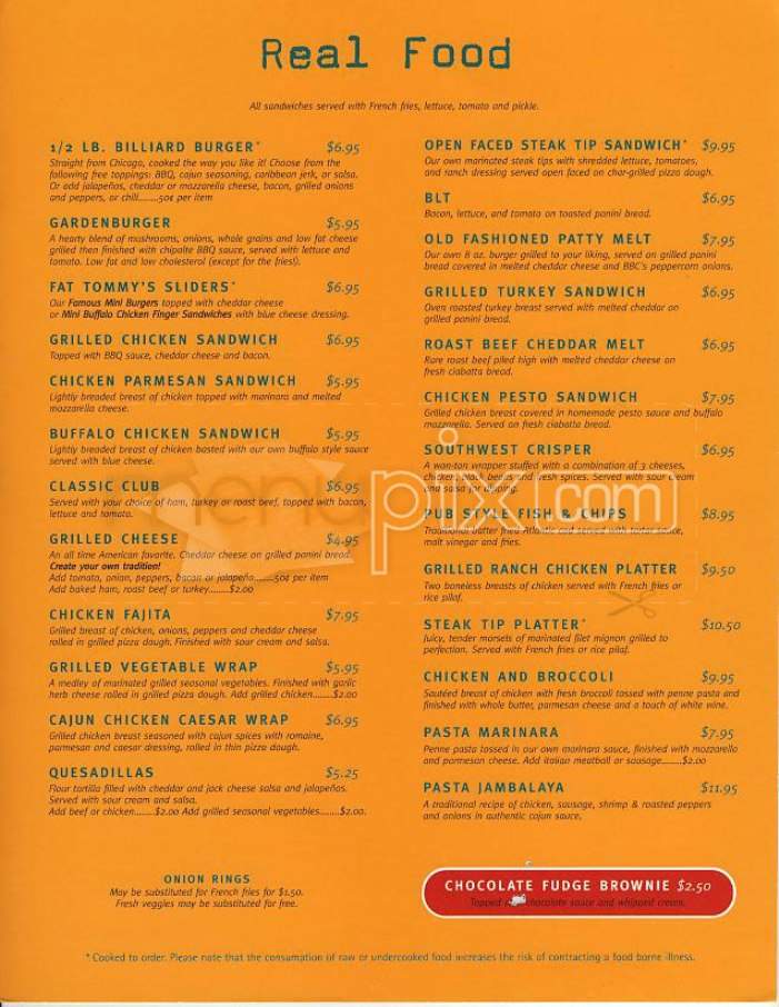 Boston Billiard Club - Boston, MA menu_pic