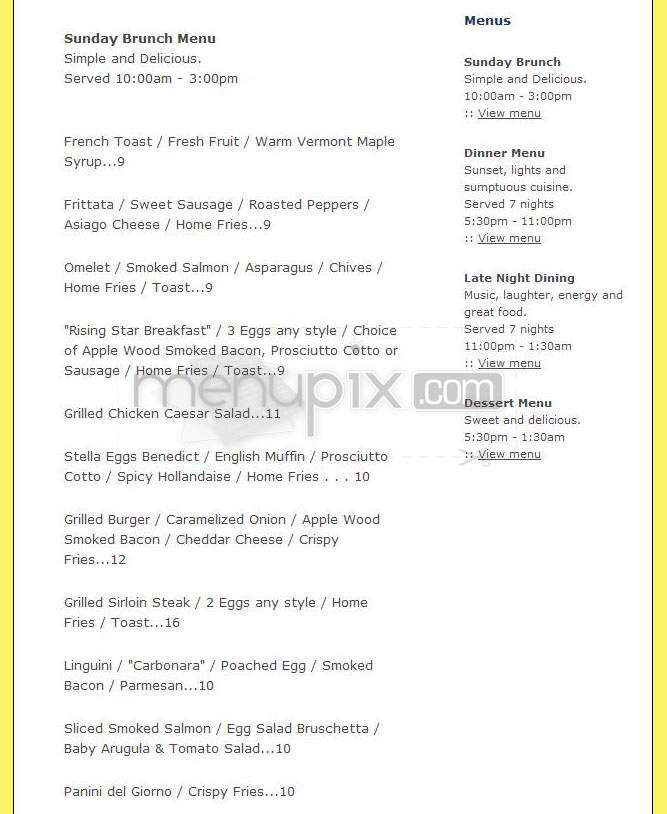 Stella Restaurant & Bar - Boston, MA menu_pic
