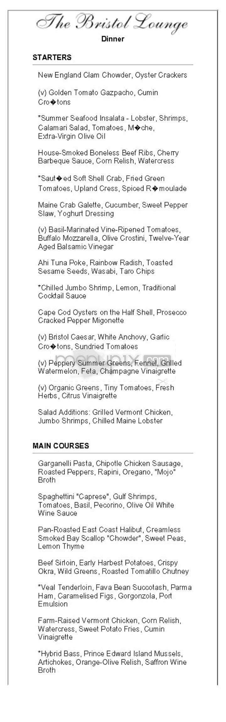 The Bristol (Four Seasons) - Boston, MA menu_pic