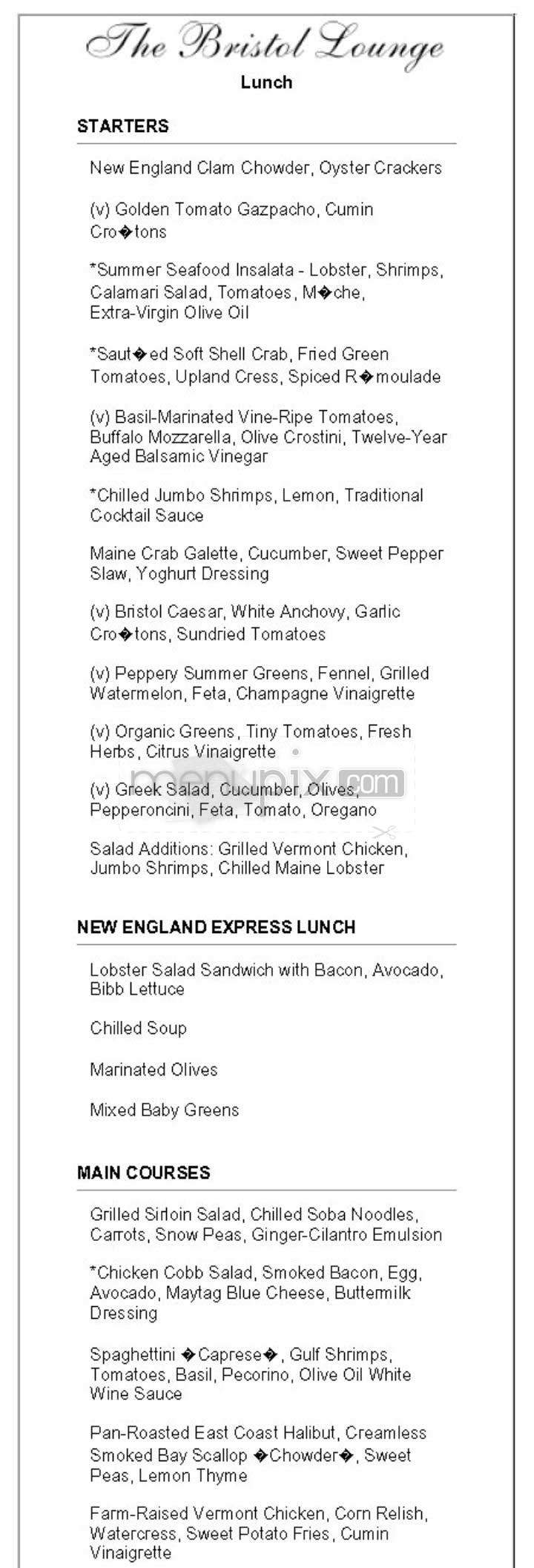 The Bristol (Four Seasons) - Boston, MA menu_pic