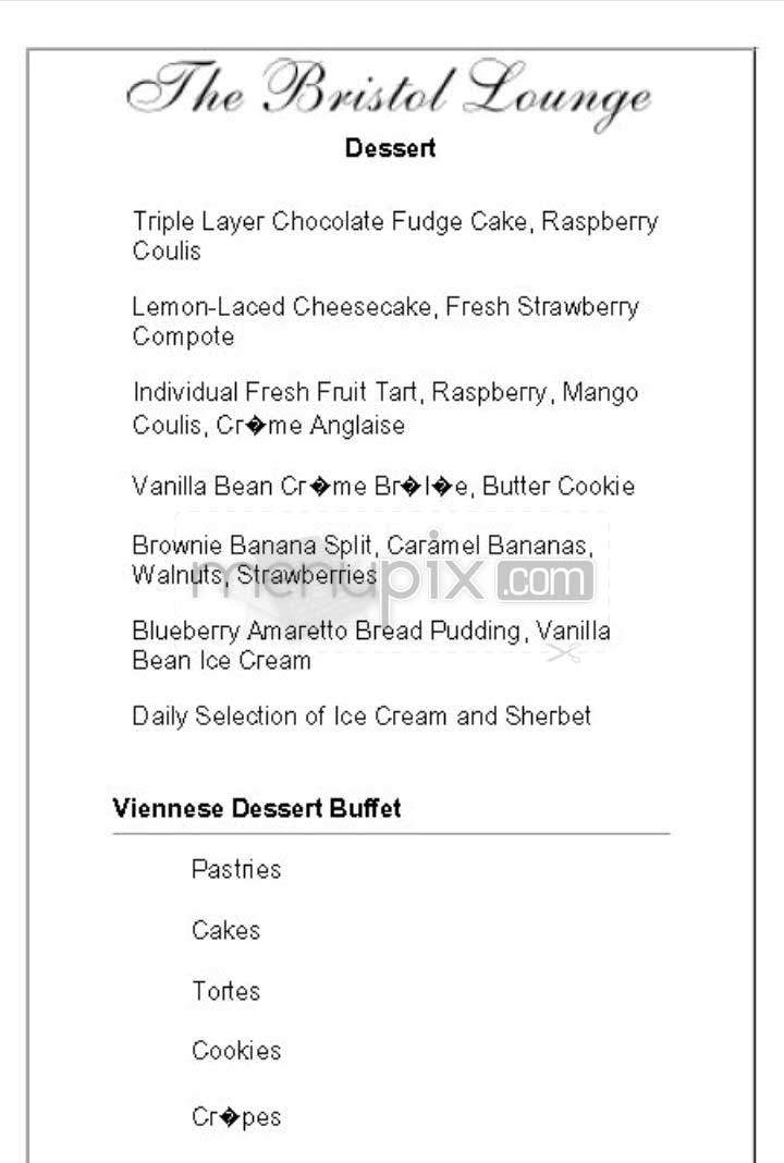 The Bristol (Four Seasons) - Boston, MA menu_pic